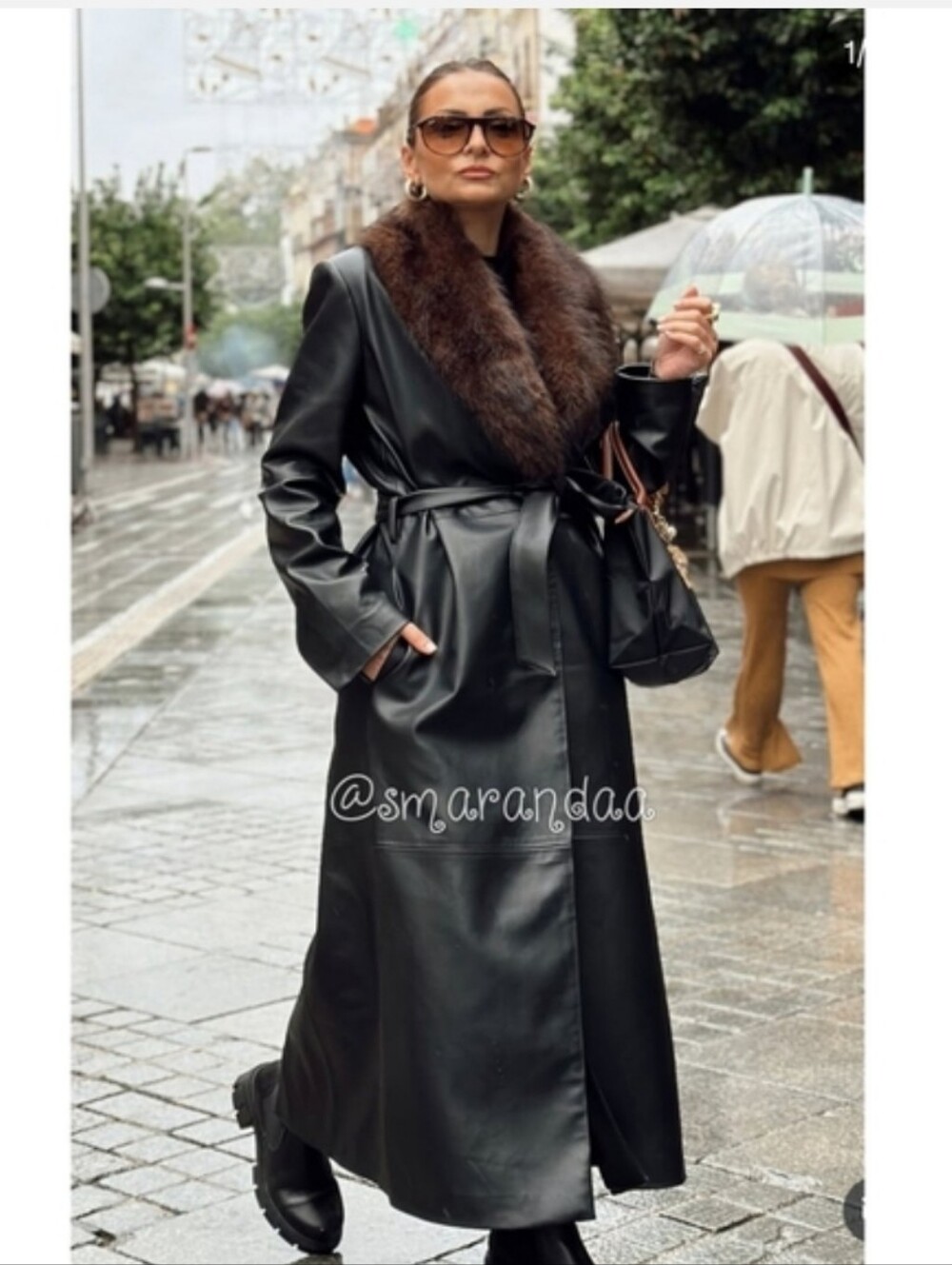 ZARA FAUX LEATHER COAT WITH DETACHABLE COLLAR NWT
